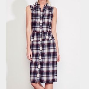 Ali & Jay Sleeveless Plaid Button Down Dress With Peplum Detail, Size M